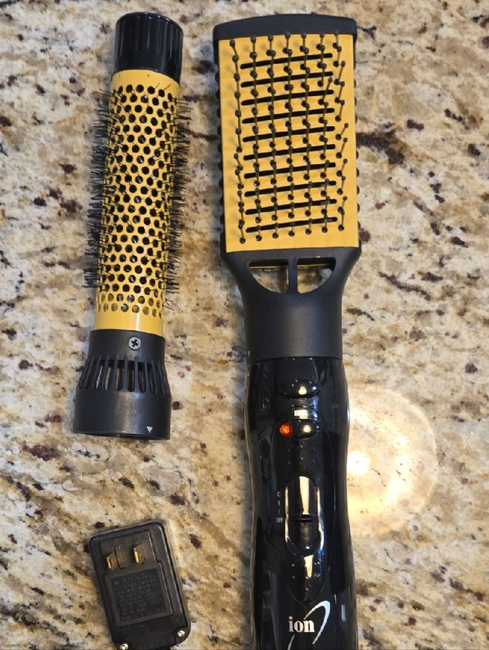 Ion Hot Air Styling Brush and Vent Paddle Brush - Black & Yellow